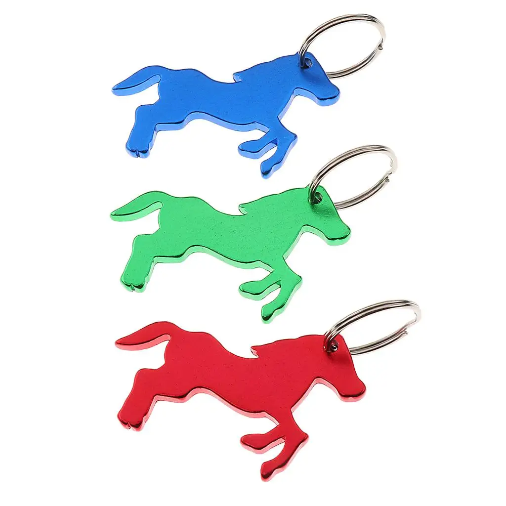 Aluminum Horse Pattern Bottle Opener with Keychain Bag Pendent