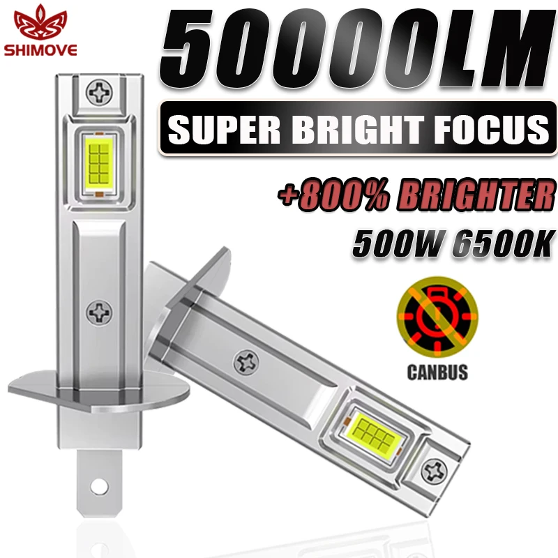 H1 LED Headlights Bulbs for Car CANBUS Fog Lights 500W 50000LM Mini Auto HeadLamp CSP Chips High Power 12V/24V +800% Bright