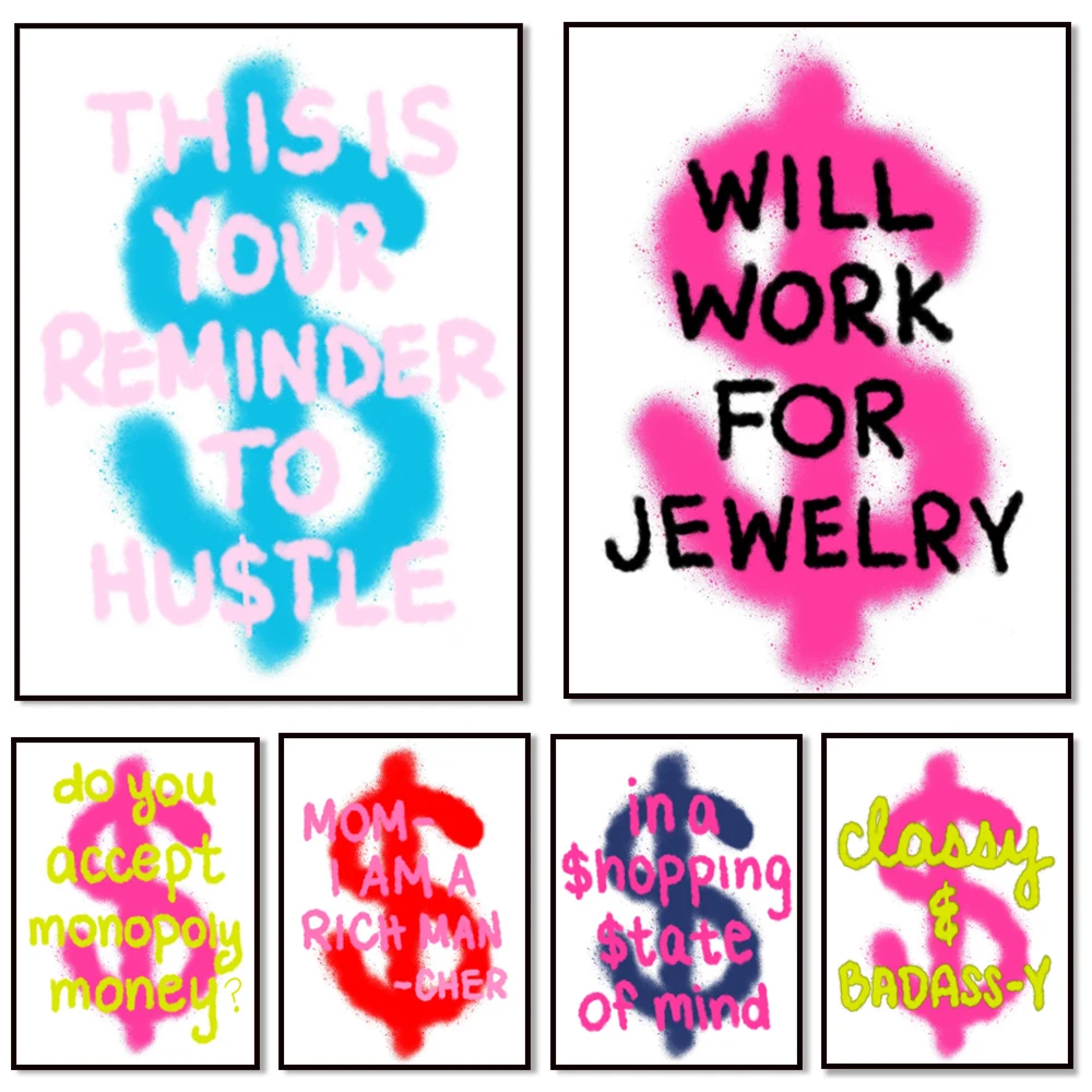 Dollar Sign Art | Splatter Paint | Spray Paint Print | Poly Money | Dorm Decor | Office Poster | Wynwood Art | Eclectic Art