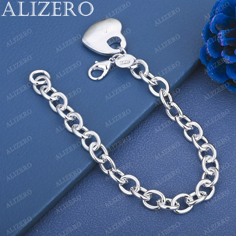 

ALIZERO 925 Sterling Silver Bracelet Heart Charms Bracelets For Women Wedding Party Fashion Jewelry Gifts