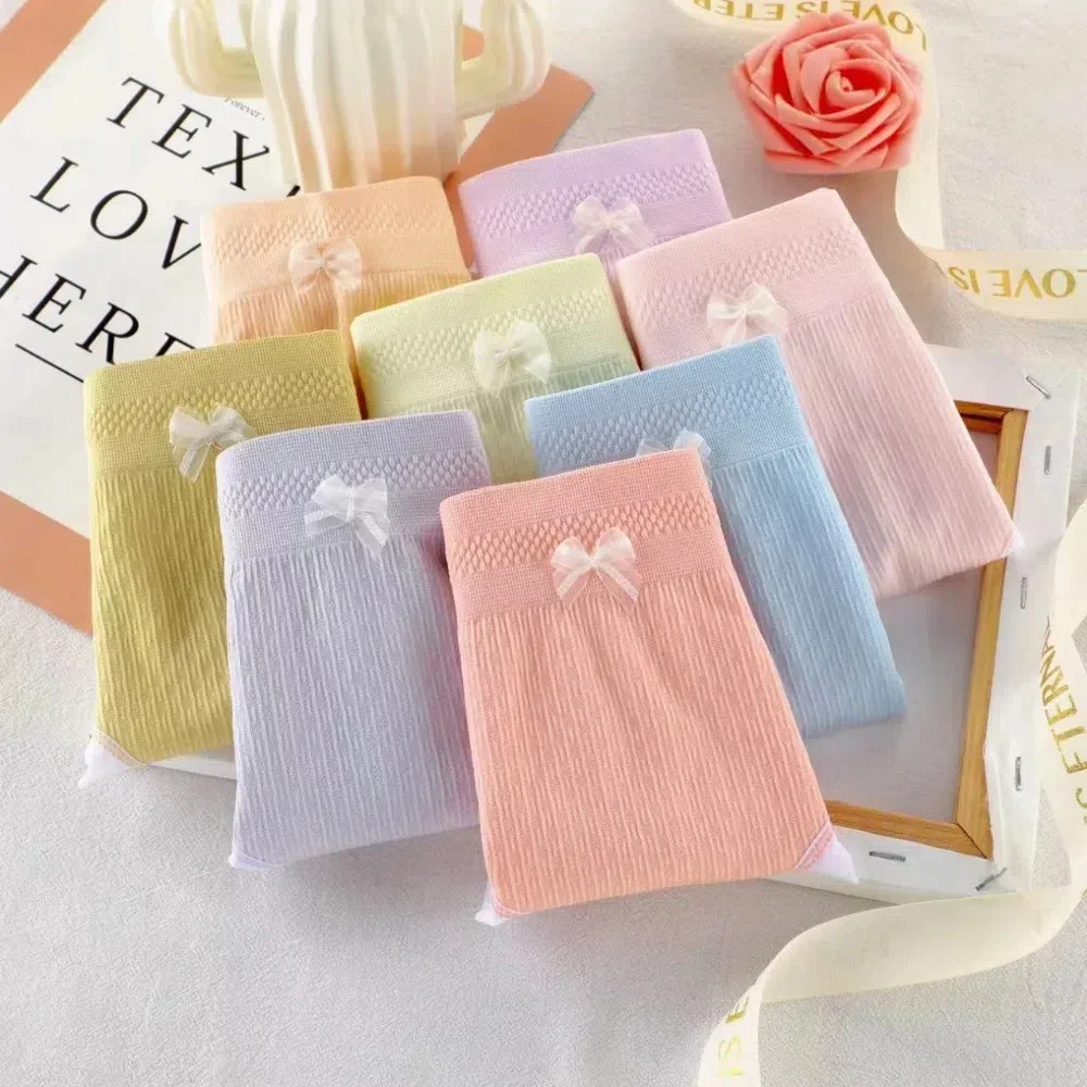 

8Pcs Simple Low Waist Women Panties Set Underwear Random Color Ruffles Briefs Elastic Comfortable Bow Underpants Four Seasons