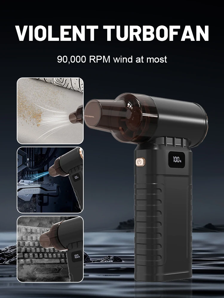 Mini Turbo Jet Fan 90000RPM Wind Speed 52m/s Brushless Motor Handheld Duct Fan High-Performance Cyclone Turbo Electric Blower