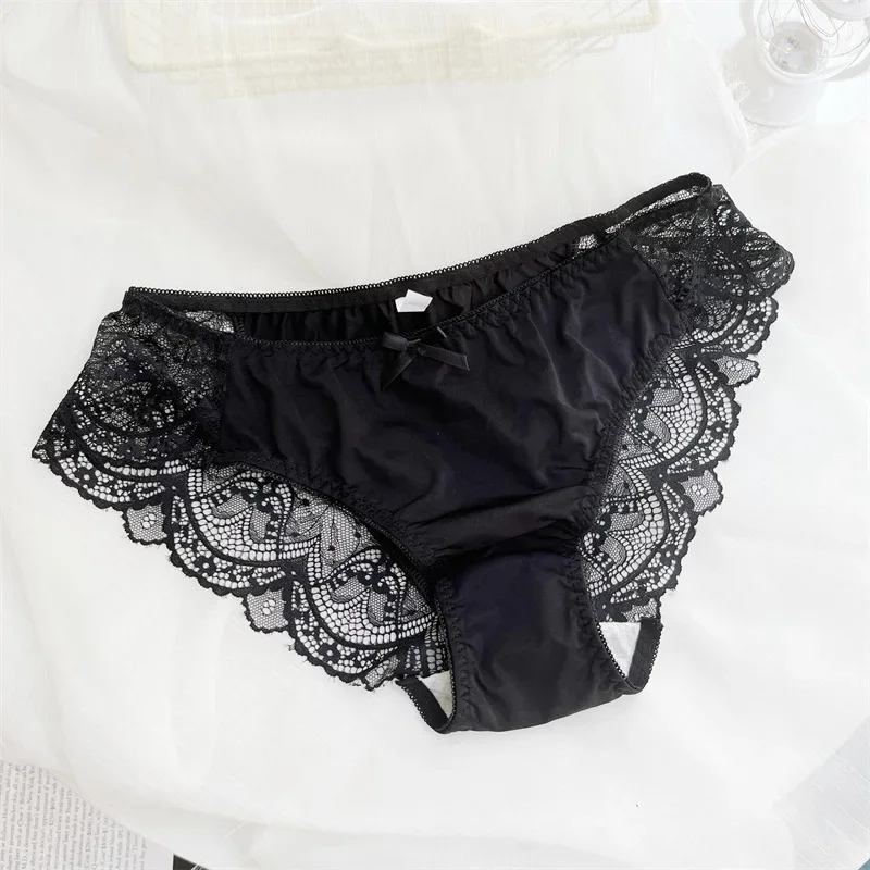 Calzoncillos de encaje, bragas sexis para mujer, L-XXXXL, bragas de seda helada, ropa interior grande para mujer, lencería femenina de talla grande sin costuras para mujer