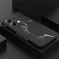 Cute Pretty Cat Phone Case For Xiaomi Redmi Note 14 13 12 12S 11 11S 10 10S 9 9S Pro Plus 4G 5G Liquid Silicone Cover
