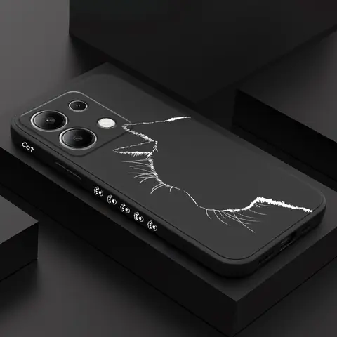 Süße hübsche Katze Handyhülle für Xiaomi Redmi Note 14 13 12 12S 11 11S 10 10S 9 9S Pro Plus 4G 5G Flüssigsilikonhülle