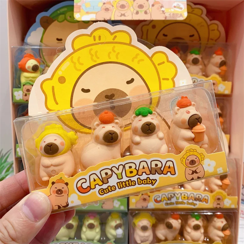 12 box/lot Creative Capybara Pencil Eraser Cute Writing Drawing Rubber Pencil Erasers Stationery Gifts School Supplies