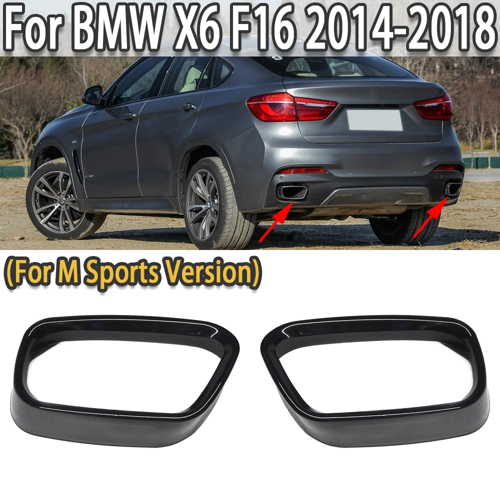 New For BMW X5 F15 X6 F16 2014-2018 Stainless Steel Exhaust Pipe Cover Sticker Auto Parts  (For M Sports Version)