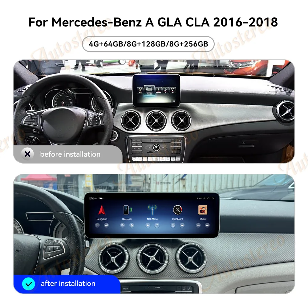 14.9 Carplay Android 14 For Mercedes Benz A GLA CLA 2016-2018 NTG5.0 Car GPS Navigation Multimedia Player Car Radio Head Unit