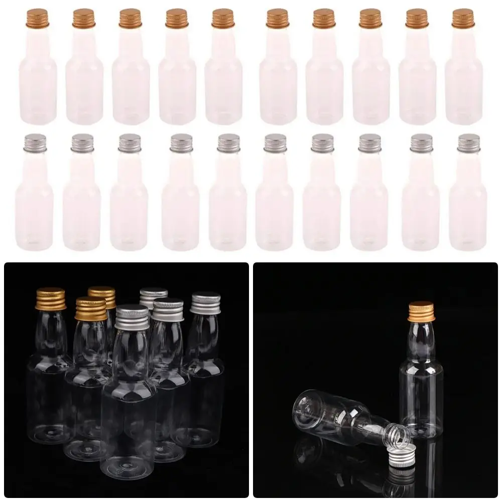 5Pcs Silver/ Gold Caps Plastic Spirit Bottle Wine Bottle Party Supplies Mini Liquor Bottles Set 60ml Small Alcohol Shot Bottles