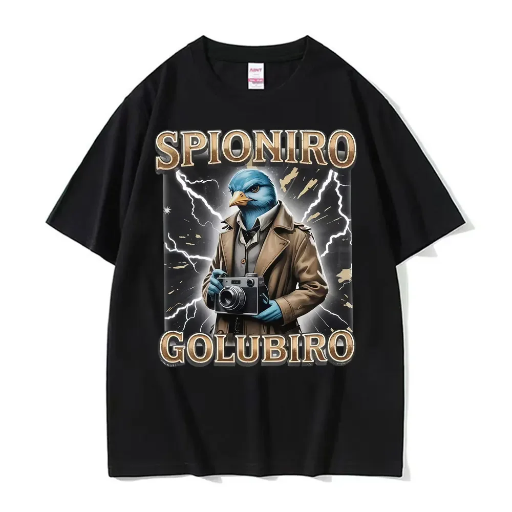 

An interesting bird-headed spy agent summer 100% pure cotton T-shirt outdoor sports comfortable, loose and breathable top
