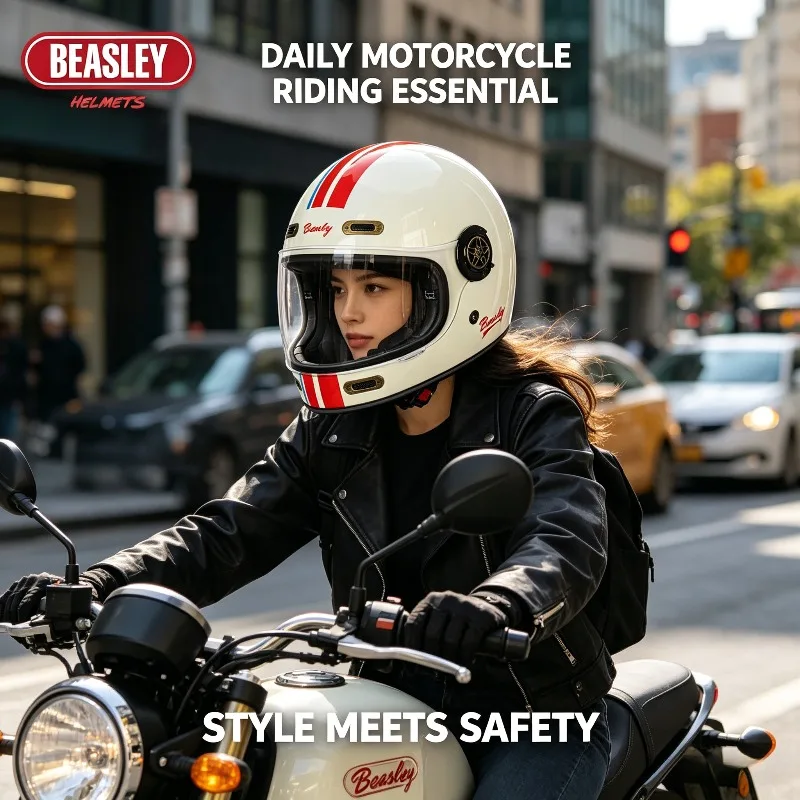 

Vintage Full Face Motorcycle Helmet Retro Hardcore Biker Helmet Unisex All Season Universal Motorbike Riding Helmet