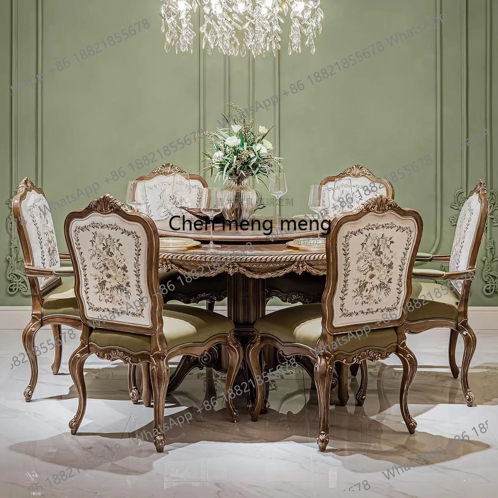 

French retro European round table restaurant combination 1.4 meters eating table restaurant furniture