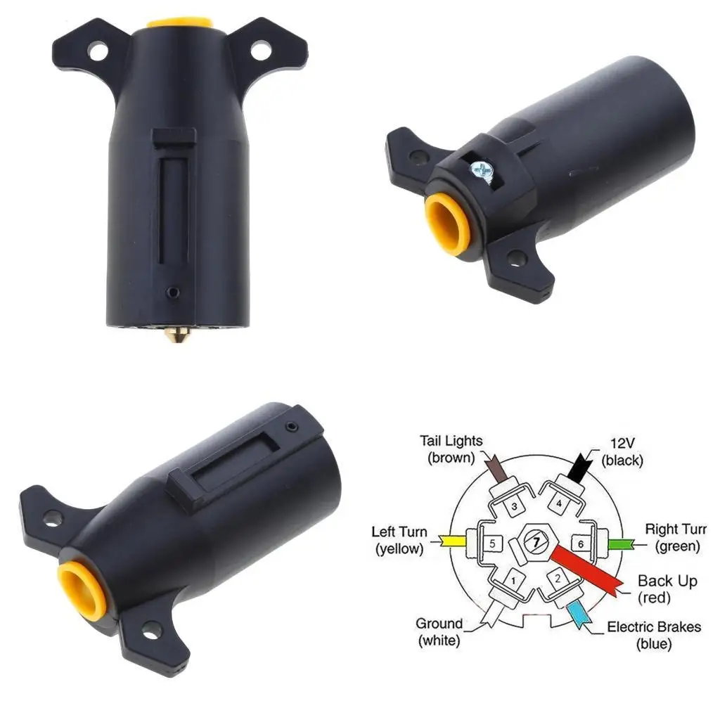 

02de 7 Way RV Blade Trailer Trailer Light Tescer Tescer Светодиодный шкаф Adapter Adapter Adapter