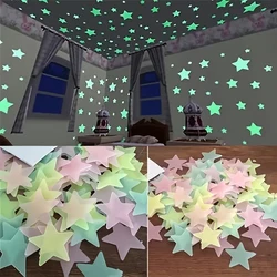 100pcs Luminous Wall Stickers Star Decoration Stickers Children's Room Decoration Stickers Christmas Decoration
