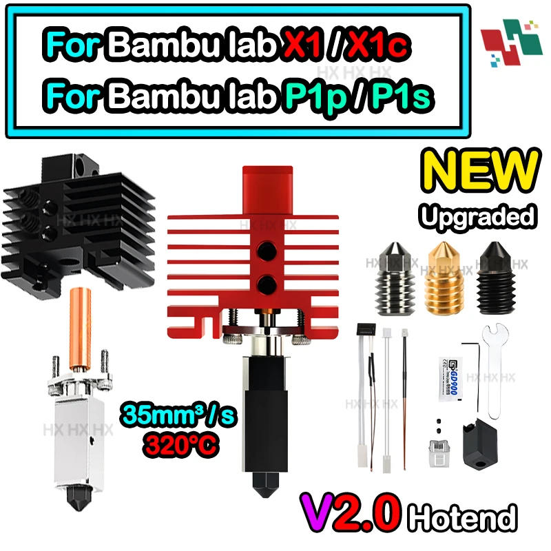 For Bamboo lab P1P P1S hotend kit NEW Upgrade 3D printing Bambu Lab 2.0 X1 X1C X1E hotend Thermistor 3d printer parts