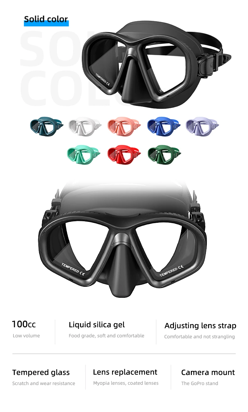 Professionelle Unterwasser-Tauchmaske, HD-Hartglas, für Erwachsene, verstellbar, zum Tauchen, Schnorcheln, Schwimmen, Tauchbrille + Aufbewahrungsbox – Detail 9