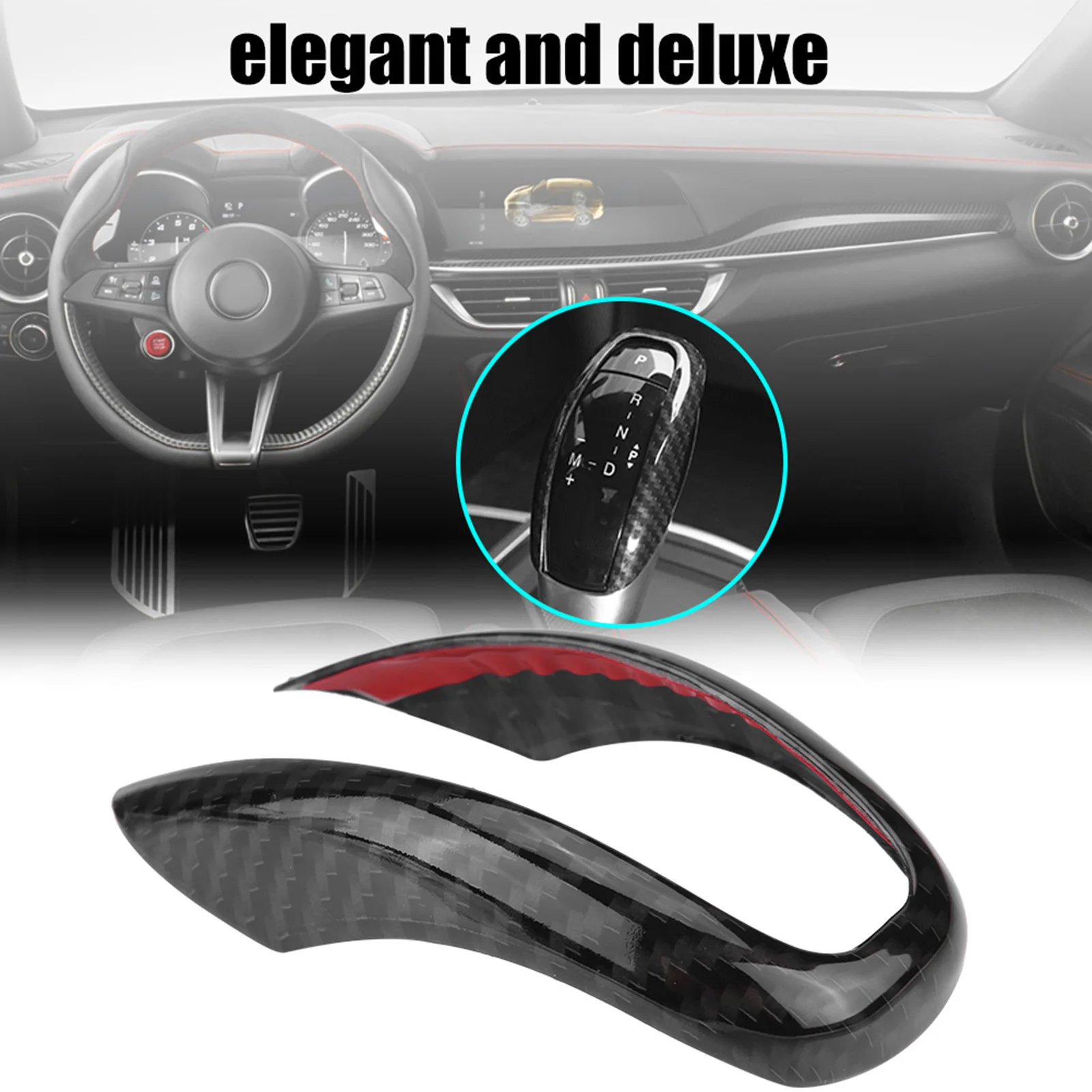 Car Interior Gear Shifter Knob Frame Cover Trim For Alfa Romeo Stelvio Giulia 2017-2019 Interior Accessories 1PC