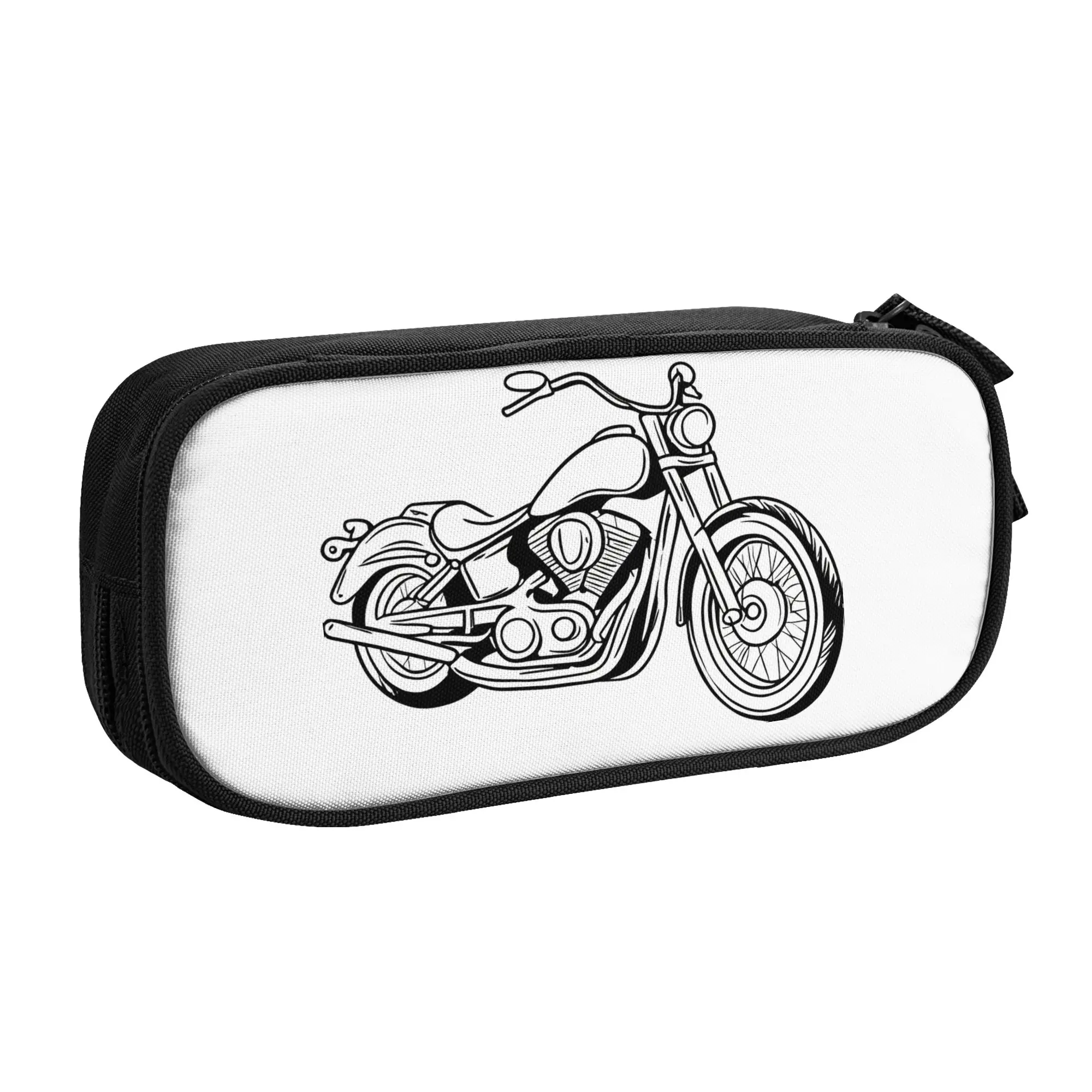 1 piece Stylish Line Drawing Pencil Case Boys Pen Bag Motorcycle Line Art School Pencil Pouch