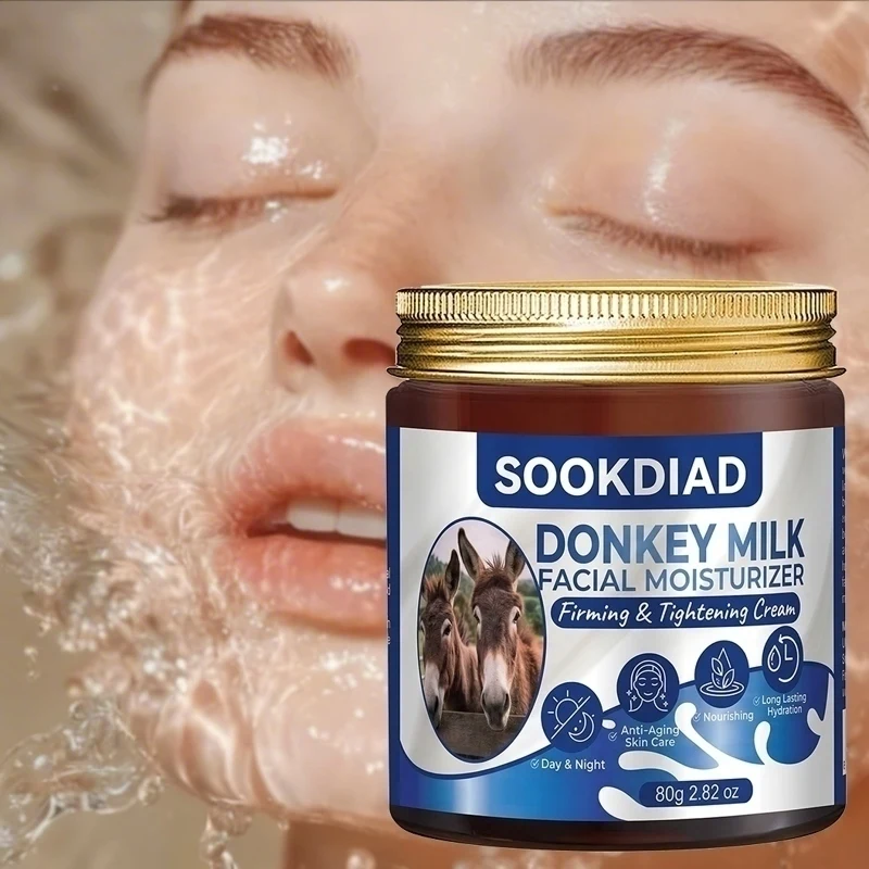Donkey Milk Facial Moisturizer, Firming & Hydrating, 80g/2.82oz, Day & Night, All Skin Types, Men & Women