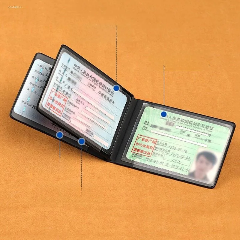 Men's Driver's License Protective Cover Two-In-One Carriage Document Card Holder New 2024 Model Durable Synthetic Material