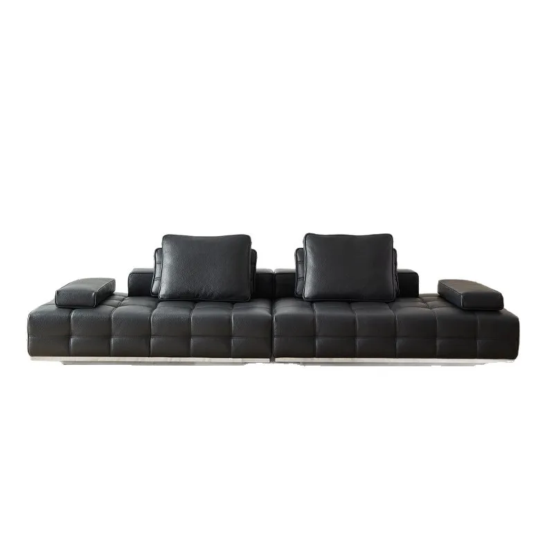 

Furniture high-end Dukep craftsmanship is added to black full semi-green leather Lawrence leather sofa living room