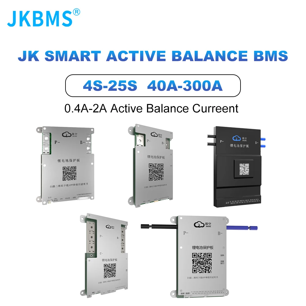 JkBms 40A 60A 80A 100A 120A 150A 200A 300A Active Balance Bms 4S 6S 8S 12S 13S 14S 16S 17S 20S 24S  Lifepo4 Li-Ion Lto Battery