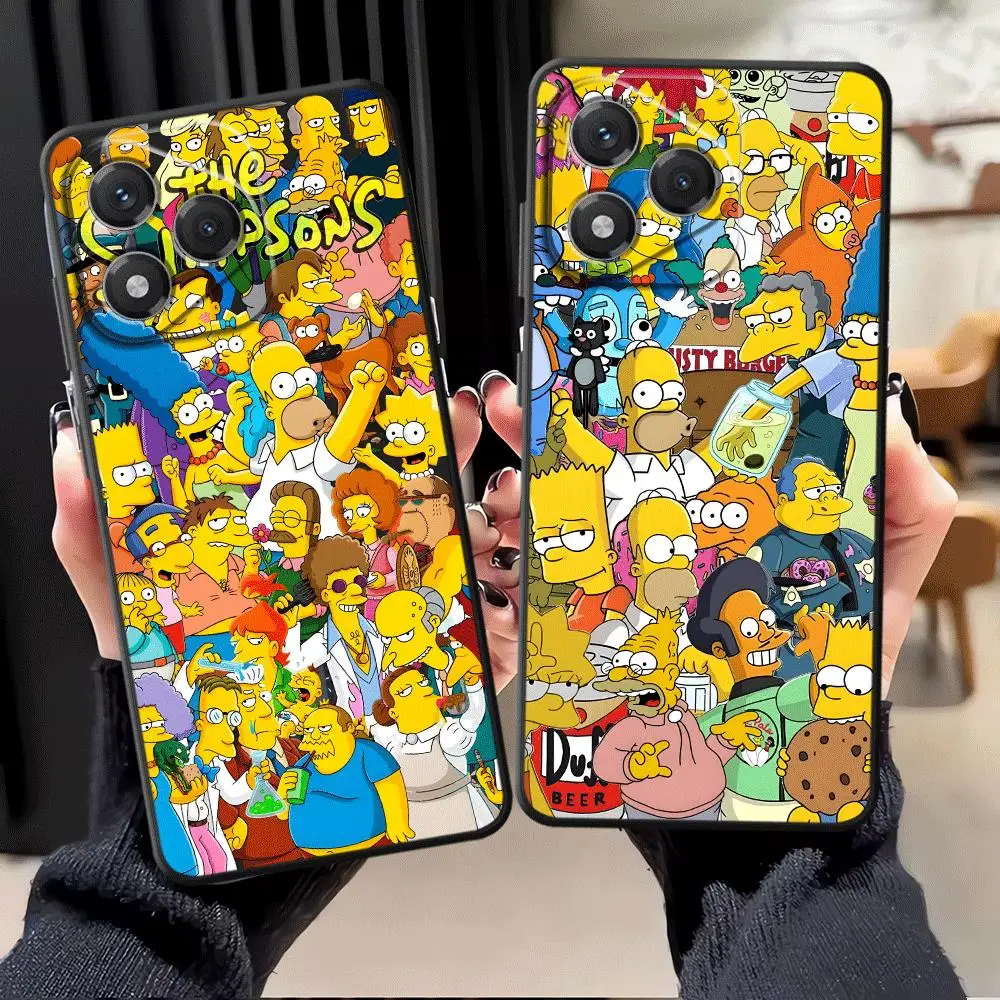 Die Simpsons Cartoon Schwarze Handyhülle für Honor 200 400 Lite 8X X6 70 90 Magic5Lite X8 X9a X5b X7
