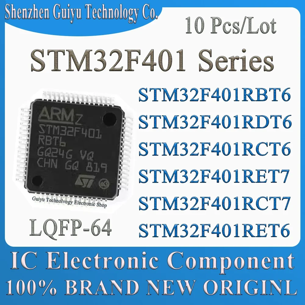 10 Pcs/Lot STM32F401RBT6 STM32F401RDT6 STM32F401RCT6 STM32F401RET7 STM32F401RCT7 STM32F401RET6 STM32F401 STM LQFP-64 IC MCU Chip