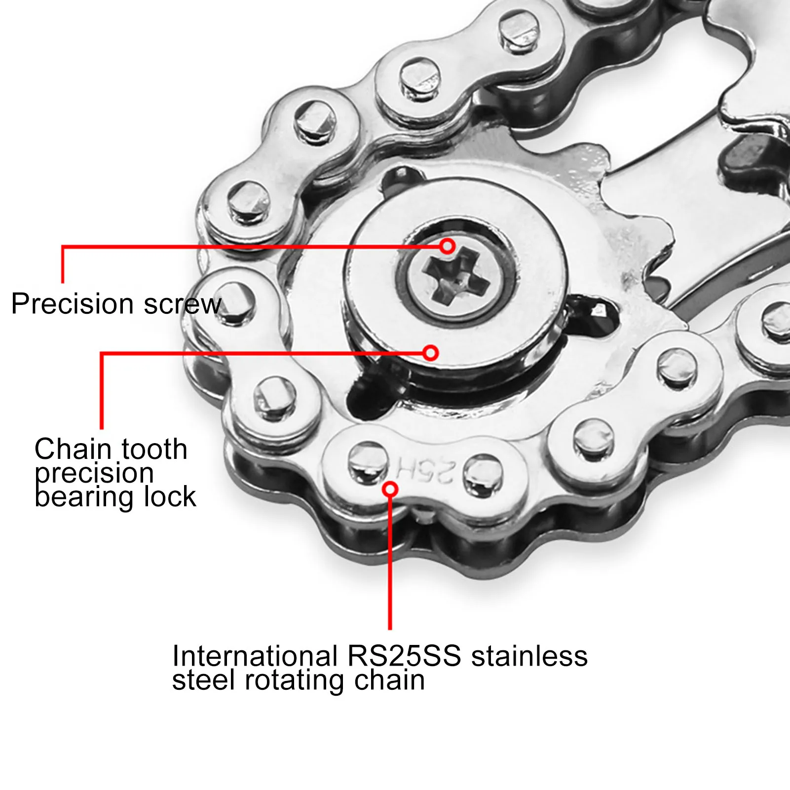 Bike Chain Gear Fidget Spinner Stainless Steel Premium Quality Gears Linkage Bike Chain for Anxiety Relieve