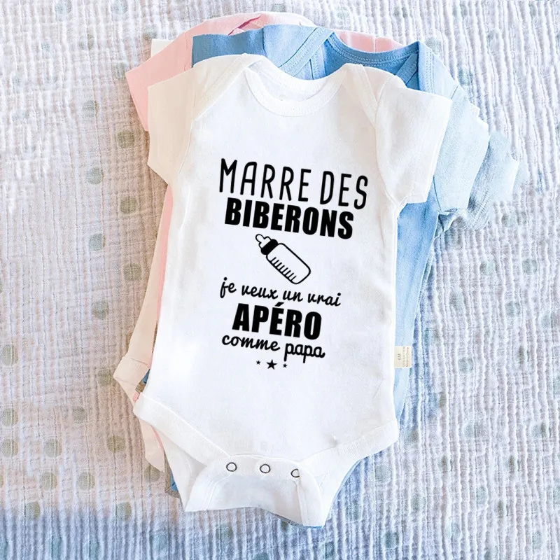 I Want a Real Aperitif Like Daddy Funny Baby Bodysuits Infant Cotton Short Sleeve Rompers Newborn Body Baby Boys Girls Onesies