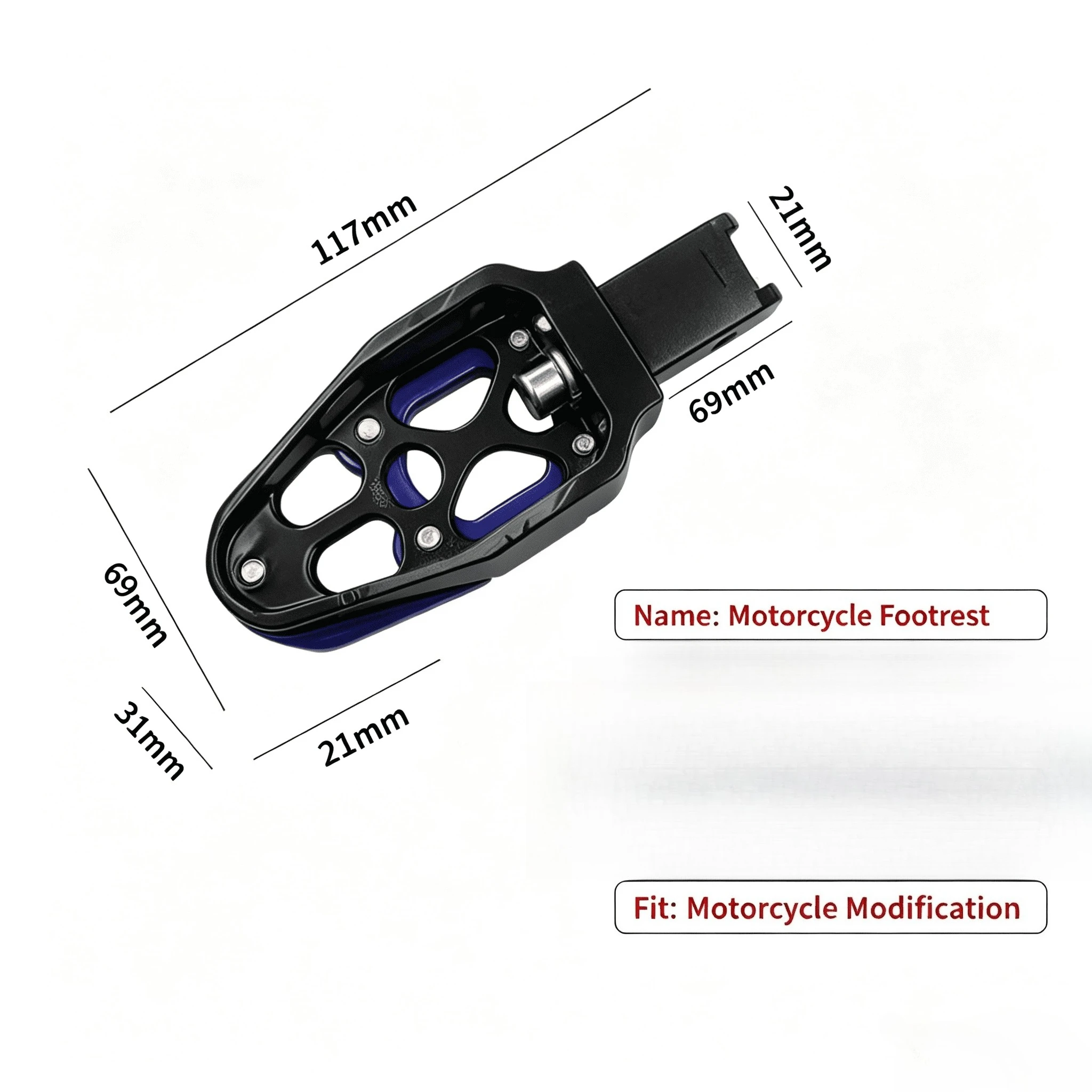 1 Pair Universal Motorcycle Aluminum Alloy Footrest Non‑Slip Pedal Modification Accessories Black Red Blue White view 2