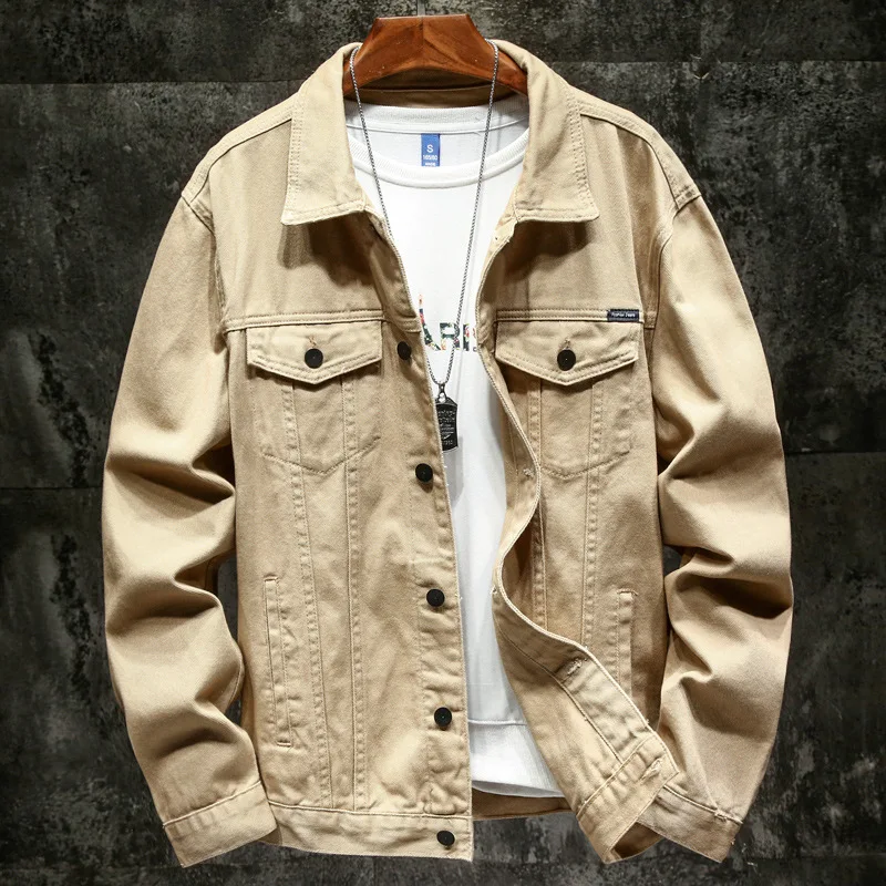 

2023 Men's Cotton Washed Spring Denim Jacket Youth Fitted All-Matching Casual Washed Jacket