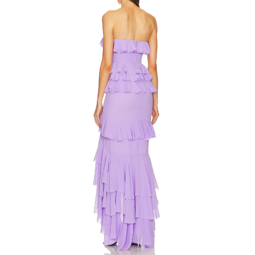 Purple Strapless Pleated Prom Dress Chiffon Sweetheart Sleeveless Ankle-Length Evening Dress 2025 Side Split Formal Party Gowns