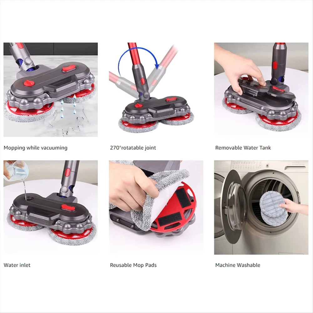 Testa della spazzola a rullo elettrica integrata per scopa bagnata per Dyson V7, V8, V10, V11, V15, G5 Aspirapolvere wireless Parti per la pulizia