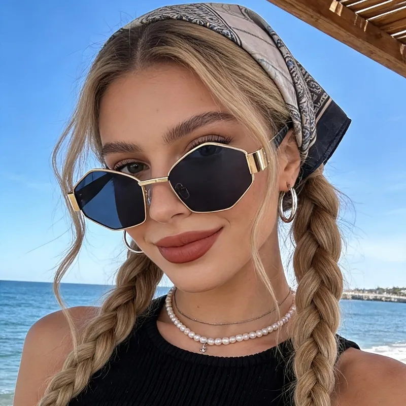 Neutral Polygon Fashionable Glasses, Simple and Versatile Sunglasses Suitable for Seaside Vacation Travel