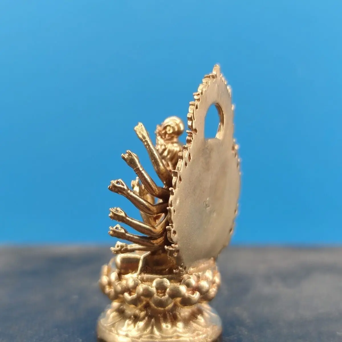 1.8" Exquisite Pure Brass Thousand-hand Avalokitesvara Buddha Statue Home Decoration
