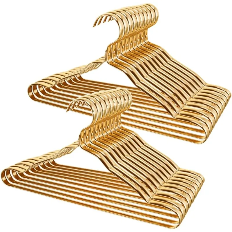 

Gold Aluminum Coat Hangers 20 Pack, Heavy Duty Hangers for Clothes, Slim, Space Saving, Anti-Allergic, Color Release, Gold