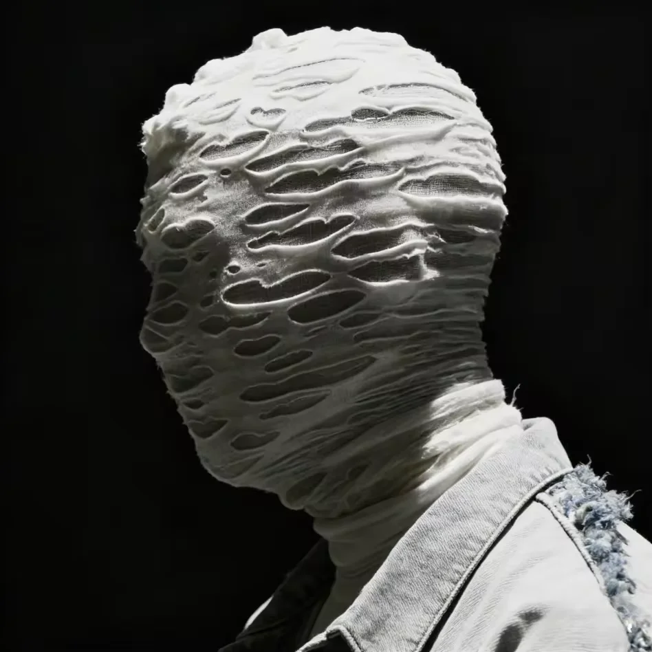 Gesichtsbedeckende Mütze für Männer, Balaclava-Kappe mit Netzlöchern, Durchsichtige Mumien-Kapuze, Halloween-Maske, Tanzkopfbedeckung, Atmungsaktiv
