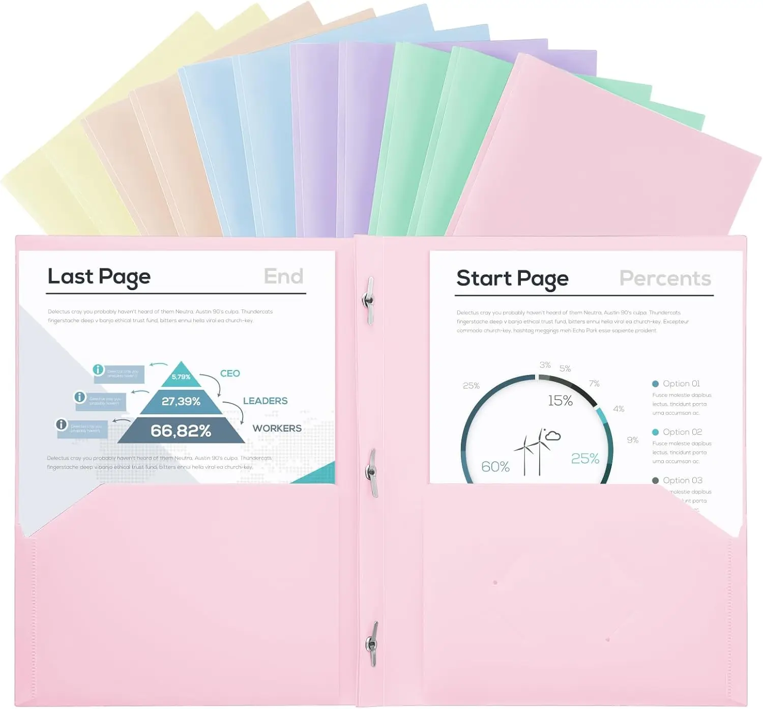 

Plastic Folders with 2 Pockets & 3 Prong, Bulk Pack for US Letter Papers, School & Office Use, Assorted Pastel Colors (12 Packs)