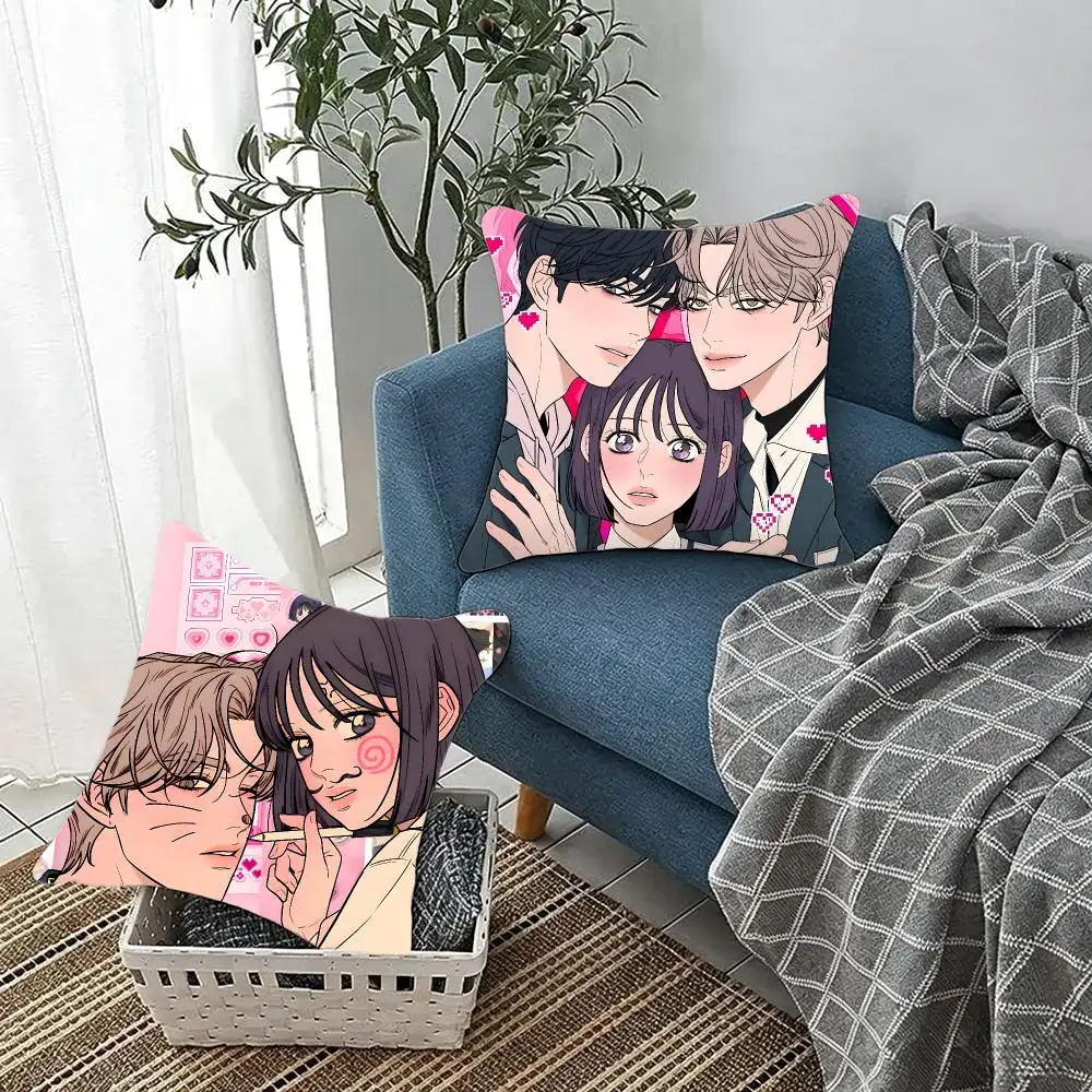 Heartfelt Webtoon O-Operation True Love Cushion Cover Fluffy velvet Nordic style plush Living room sofa decorative