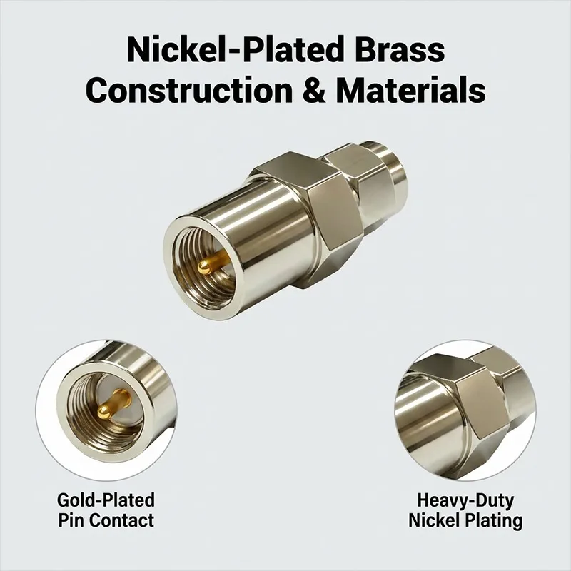 FME to SMA Male Adapter RF Coaxial Connector FME Plug to SMA Plug 50 Ohm Straight for Antenna