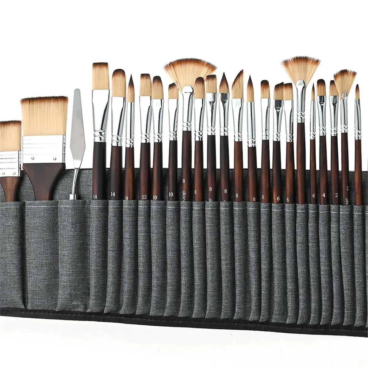 2026 New Tool 26pcs Paint Brush Set, Travel Watercolor Acrylic Paint Brushes with Flat, Filbert, Fan, , Cat Tongue
