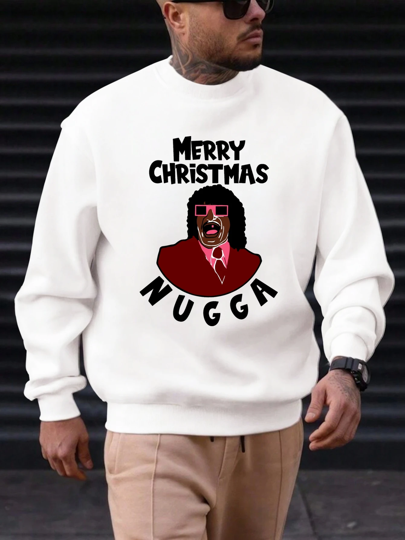 

Men's Cotton Round Neck Sweatshirt MERRY CHRISTMAS Pattern Printing 2025 New Trending Fashion Casual High Quality Top Clothing