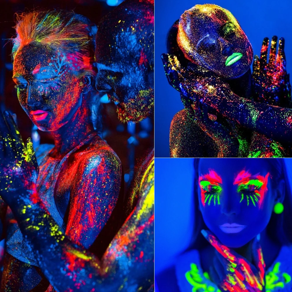 6 Colors Body Art Paint Neon Fluorescent Party Festival Halloween Cosplay Makeup Kids Face Paint UV Glow Painting Beauty Tools