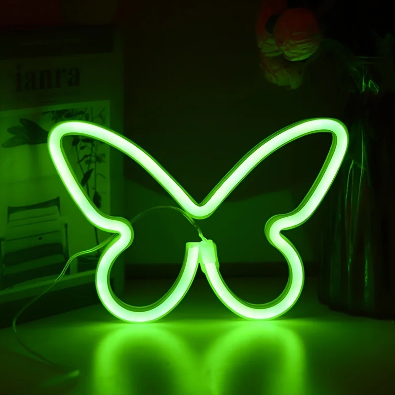 1 Piece, Flying Butterfly Shaped Led Neon Light, Suitable for Room Wall Decoration, Parties, Restaurants, Proposal and Confession, USB or Battery Powered (Battery Not Included)