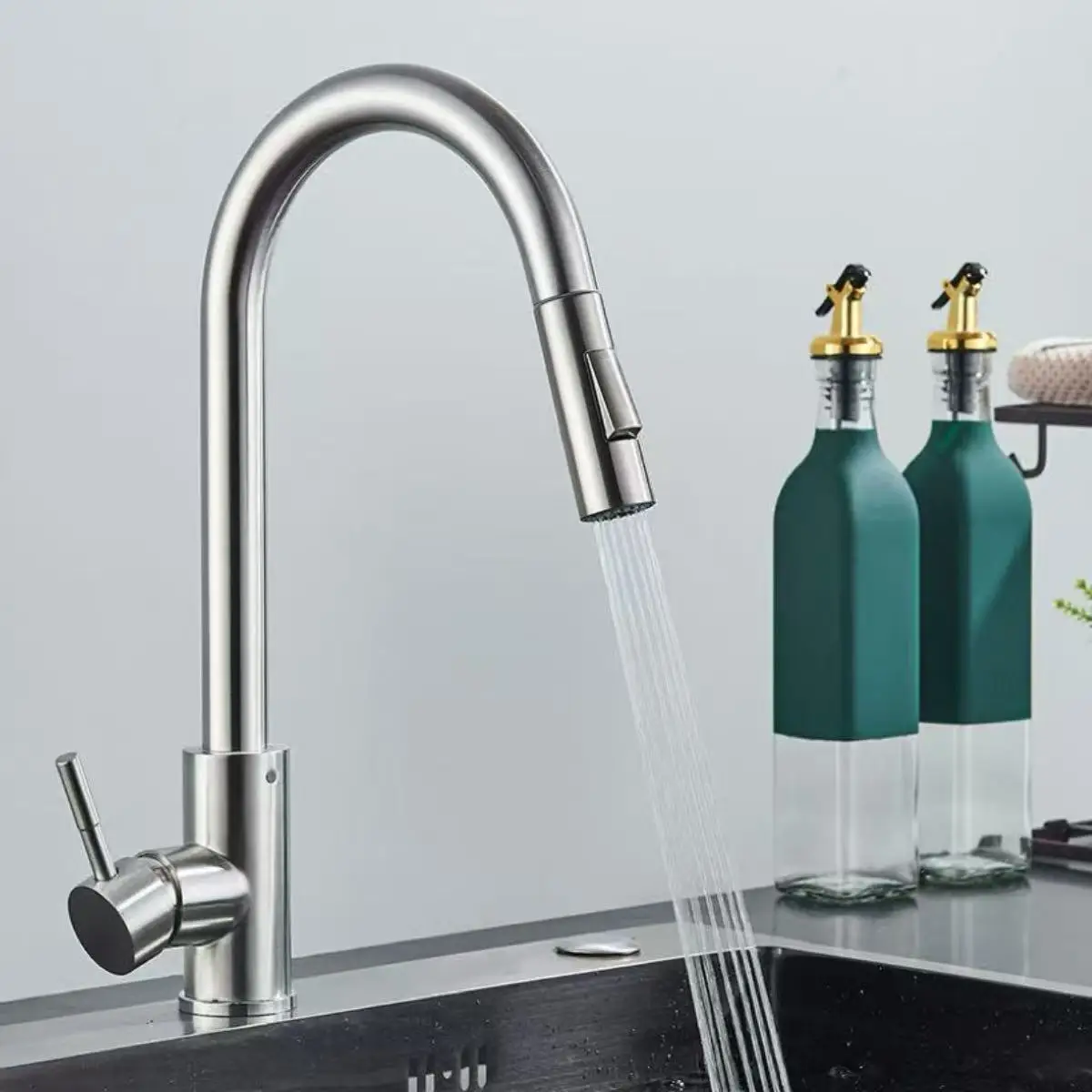 

Stainless Steel Kitchen Faucet Pull Out Brushed Nickle Black Kitchen Mixed Tap Kitchen Sink Tap