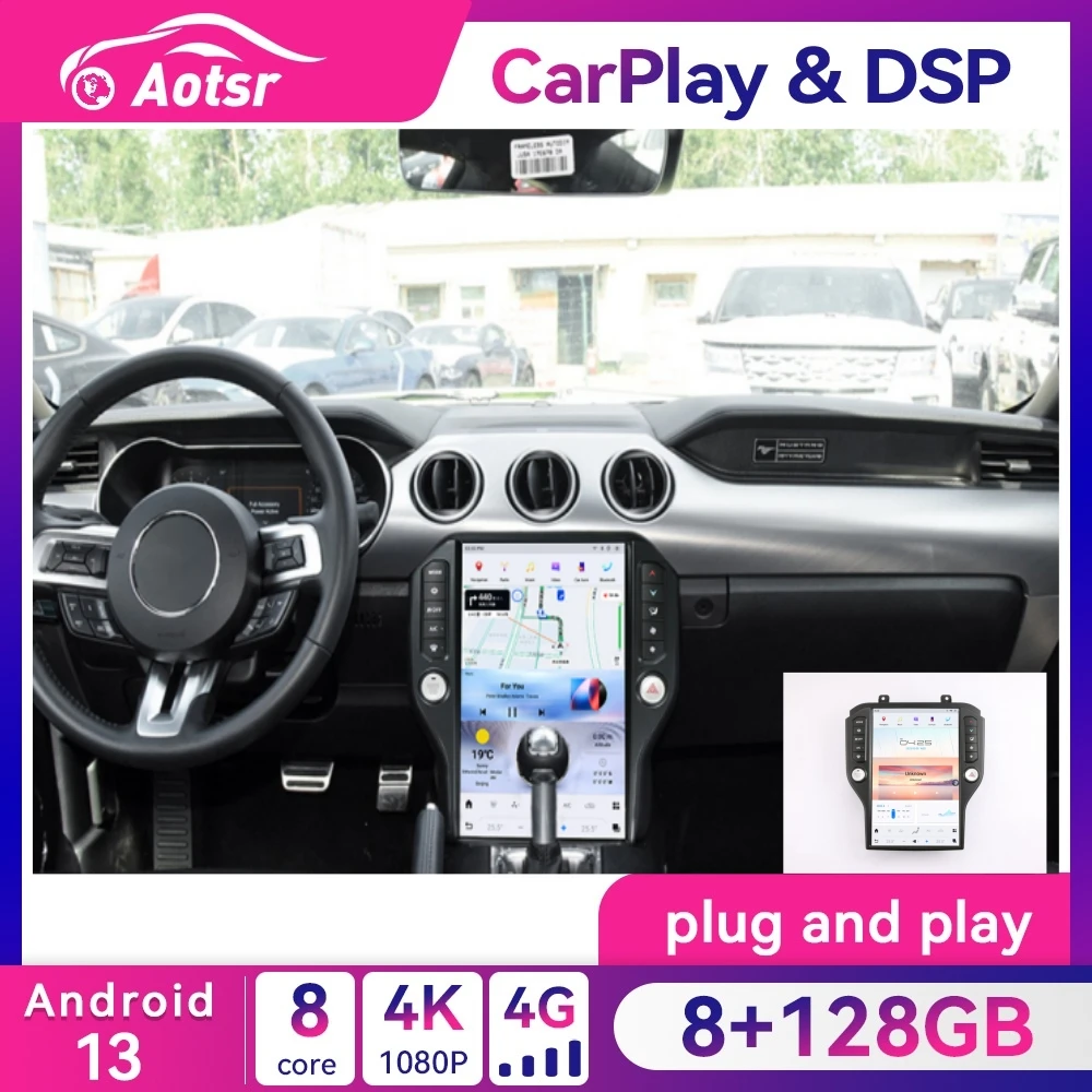 14.4 inch Touch Screen For Ford Mustang GT 2015 - 2021 Android 13.0 Multimedia Car Radio Player GPS Navi Stereo Headunit carplay
