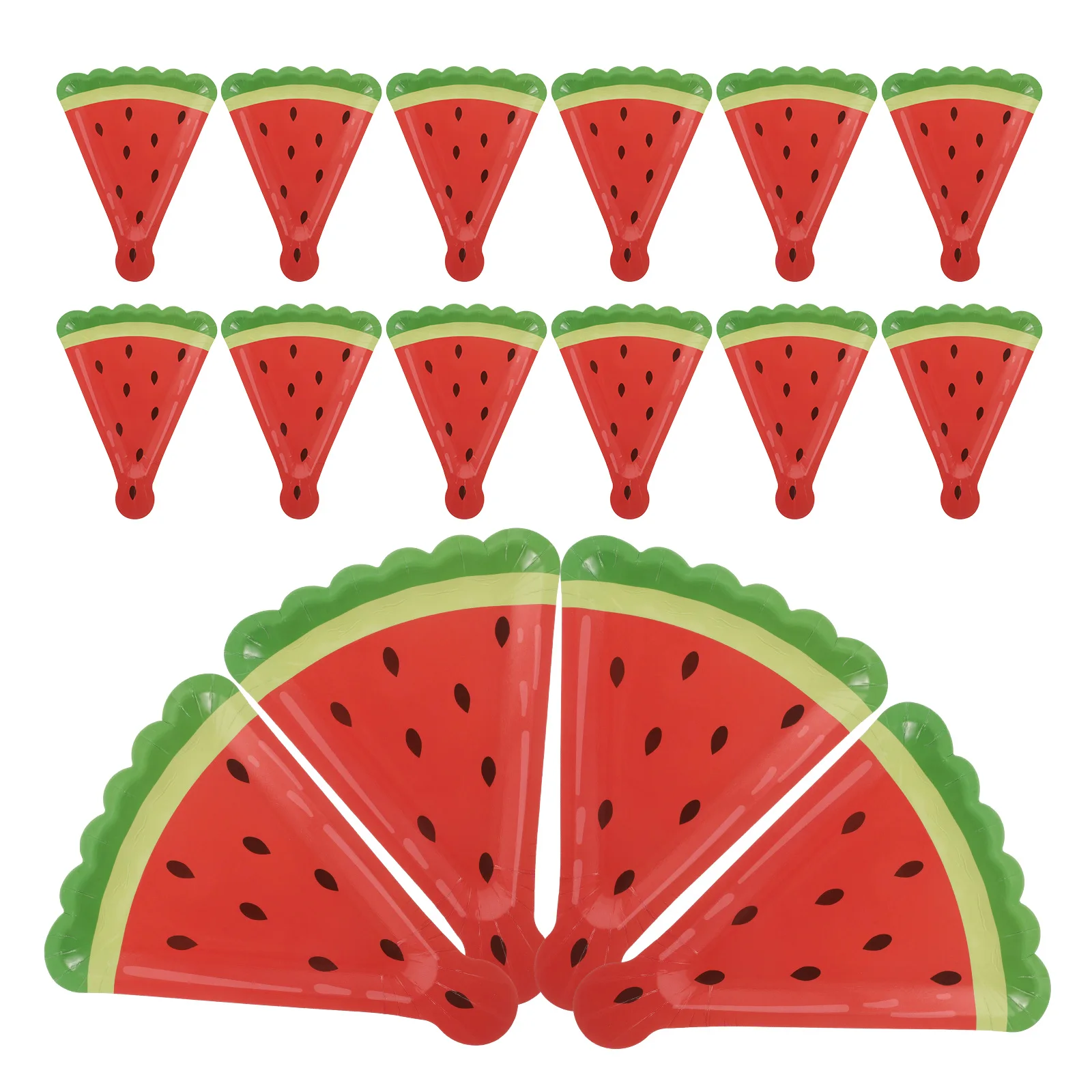 

16 Pcs Serve Watermelon Paper Dinner Plate Triangle Red Fruit Themed Party Plates