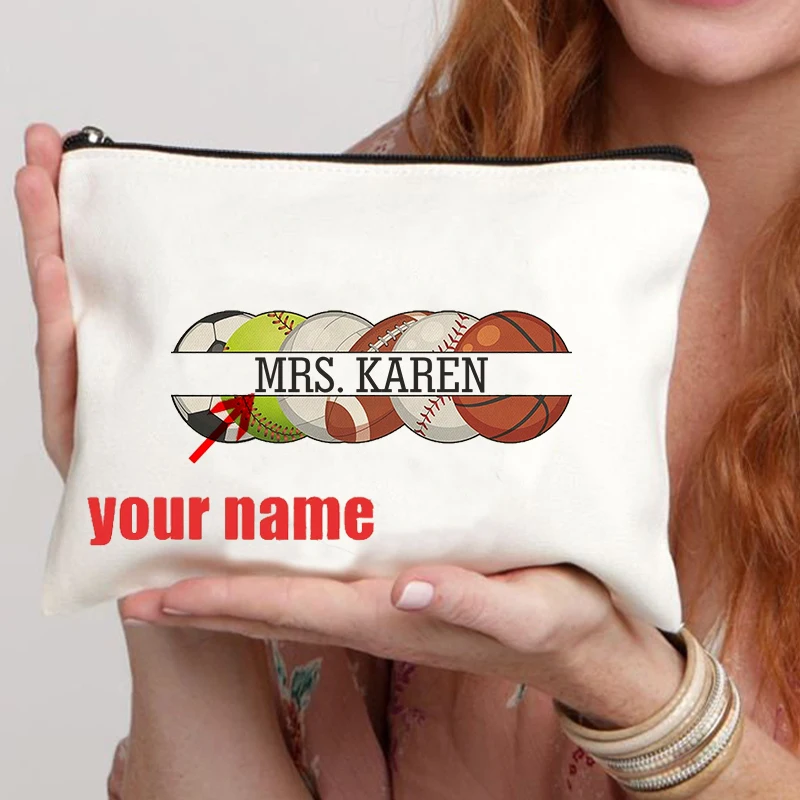 حقيبة مكياج مخصصة للمعلم من البولي ايثيلين اسم مخصص للتعليم الطبيعي حقيبة مستحضرات التجميل لهدايا مدرب المدرسة لمعلم البولي ايثيلين