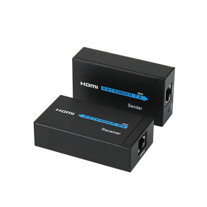 1080P HDMI Extender Via Cat6 Ethernet Cable Audio Video Transmitter and Receiver for PS4 Camera PC To TV Monitor 60m